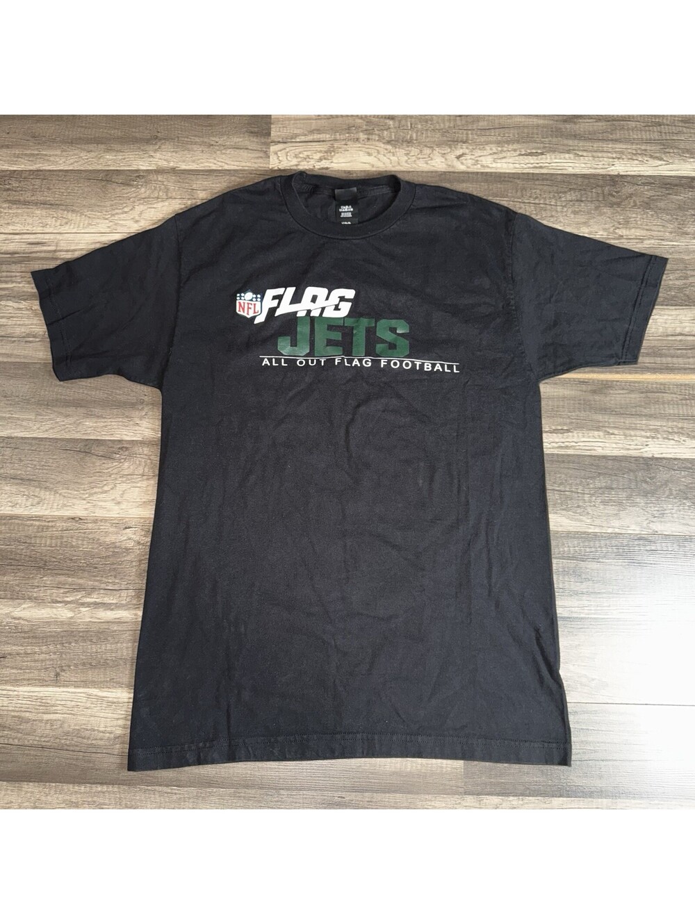 New York Jets Mens Large Black Green Hanes Beefy Tee